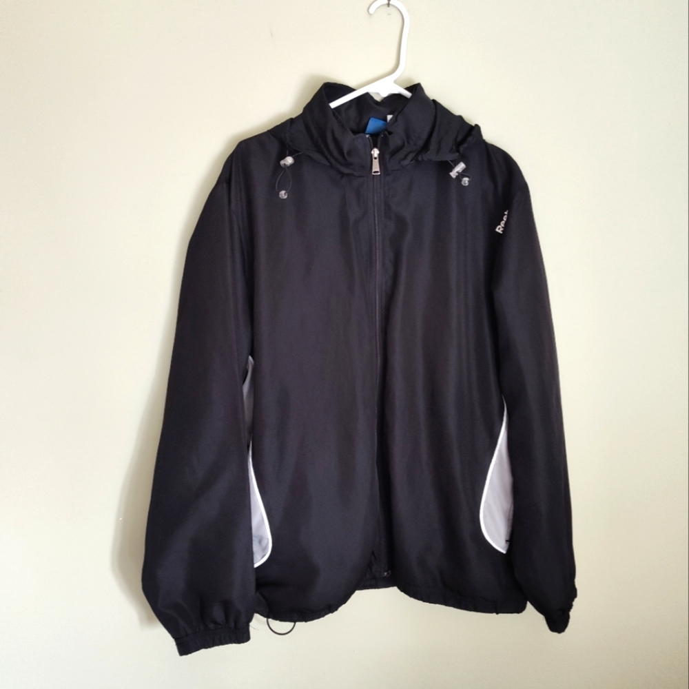 Reebok Men's Black Windbreaker Jacket Sz XL with Hidden Hood 2013